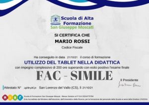 FAC - SIMILE TABLET