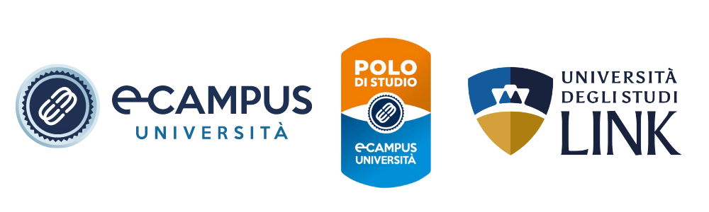 I loghi di ecampus università, polo di studio ecampus università, università degli studi link