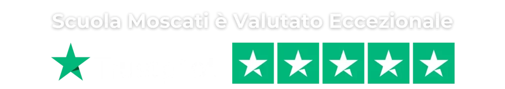 Logo della valutazione eccezionale di Trustpilot ricevuta da Scuola Moscati