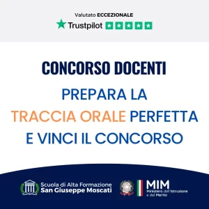 Banner pubblicitario con la scritta "Concorso Docenti, Prepara la traccia orale perfetta e vinci il concorso"