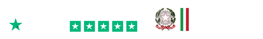 da sinistra a destra: il logo di truspilot con una valutazione di 5 stelle per Scuola Moscati e logo del MIM